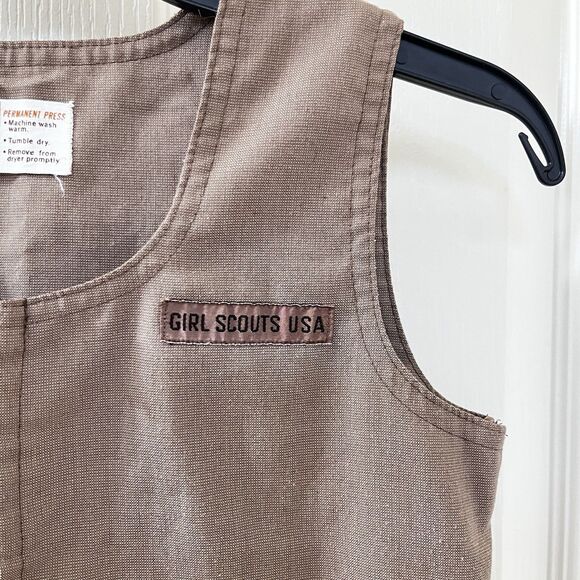 Vintage Girl Scouts Brownie Uniform Jumper Dress Front Zipper Girls Size 12 - Picture 5 of 14